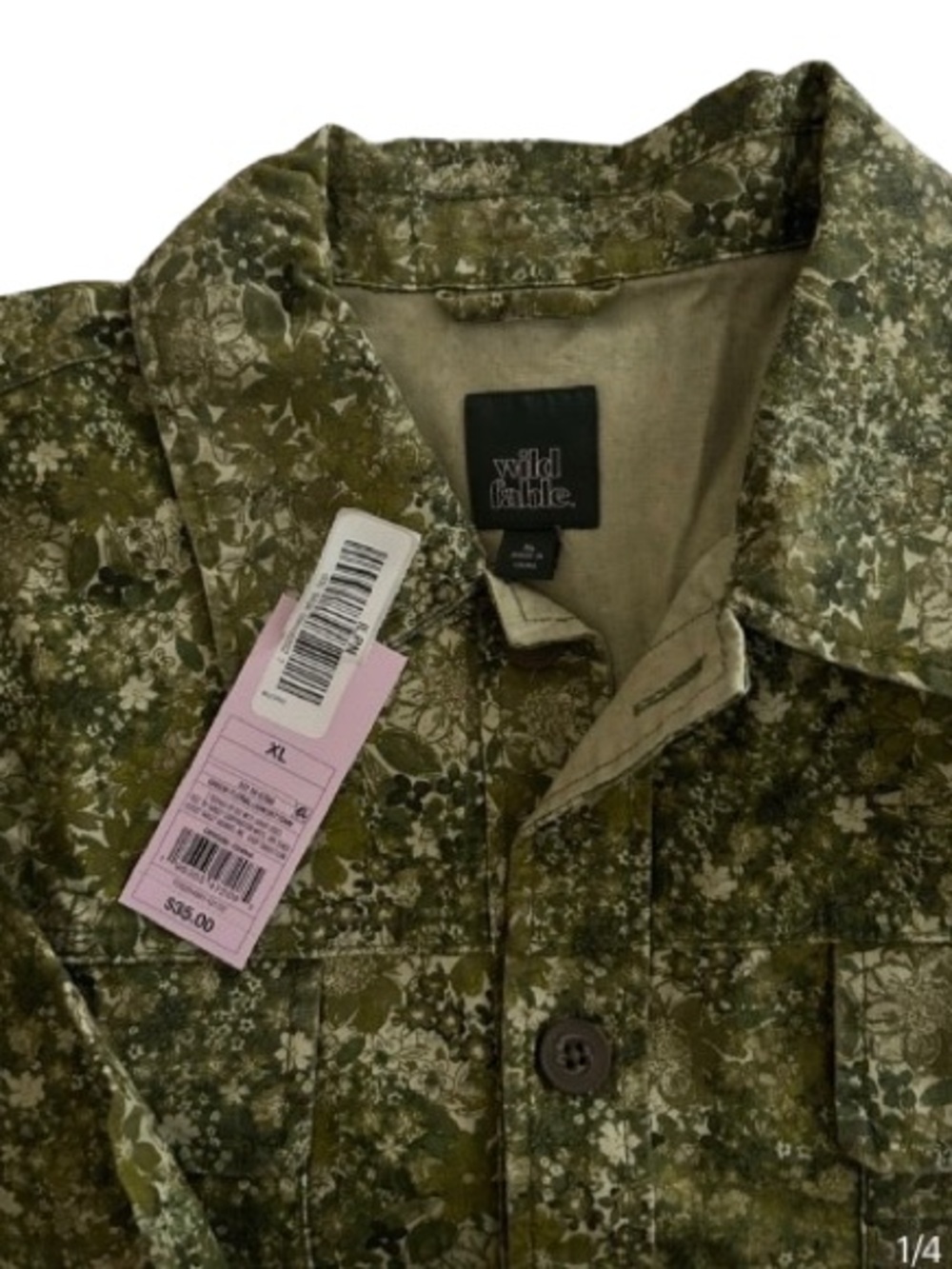 wild fable Cropped Green Floral Utility Jacket